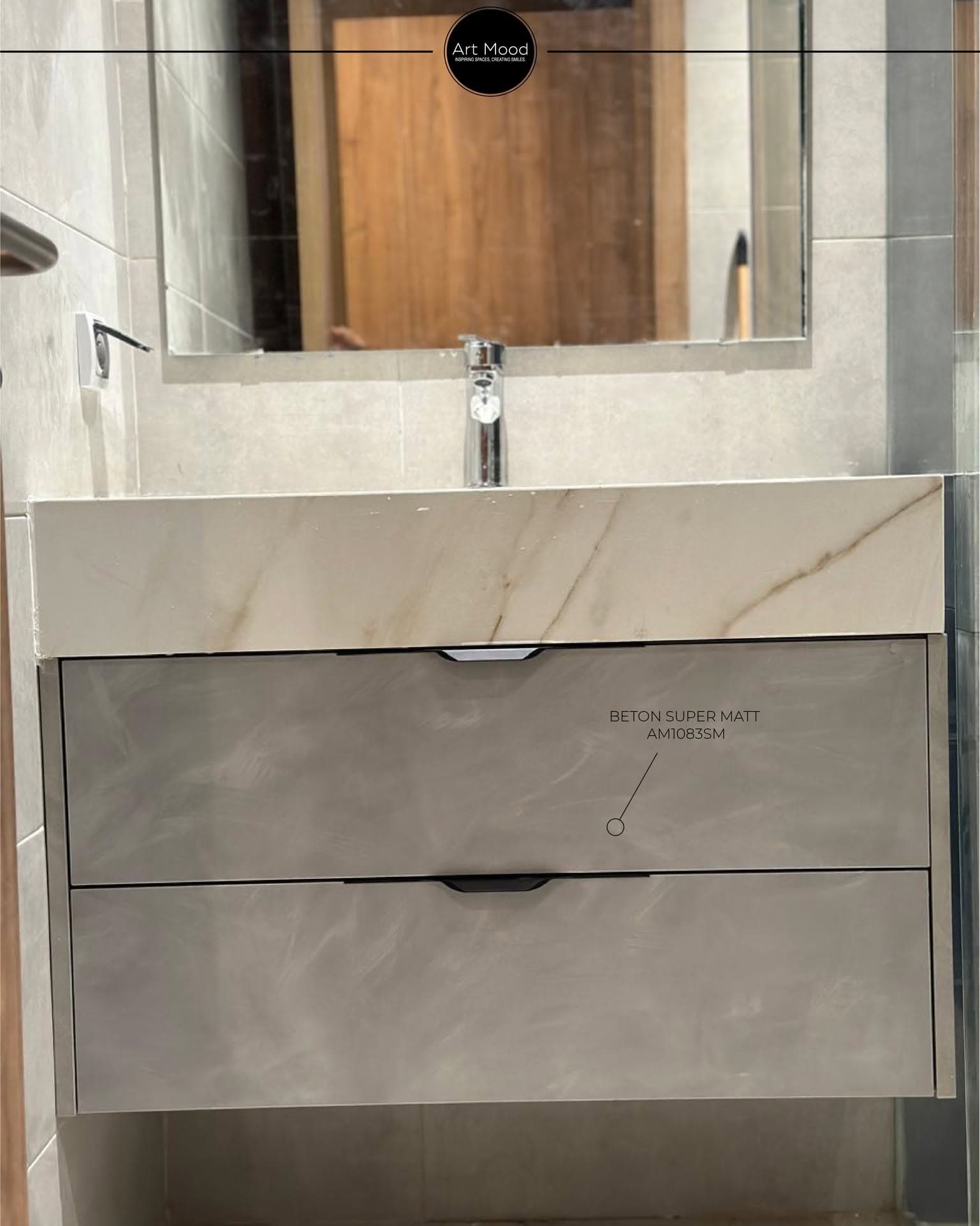 Meuble vasque finition VORTEX béton — chantier ArtMood