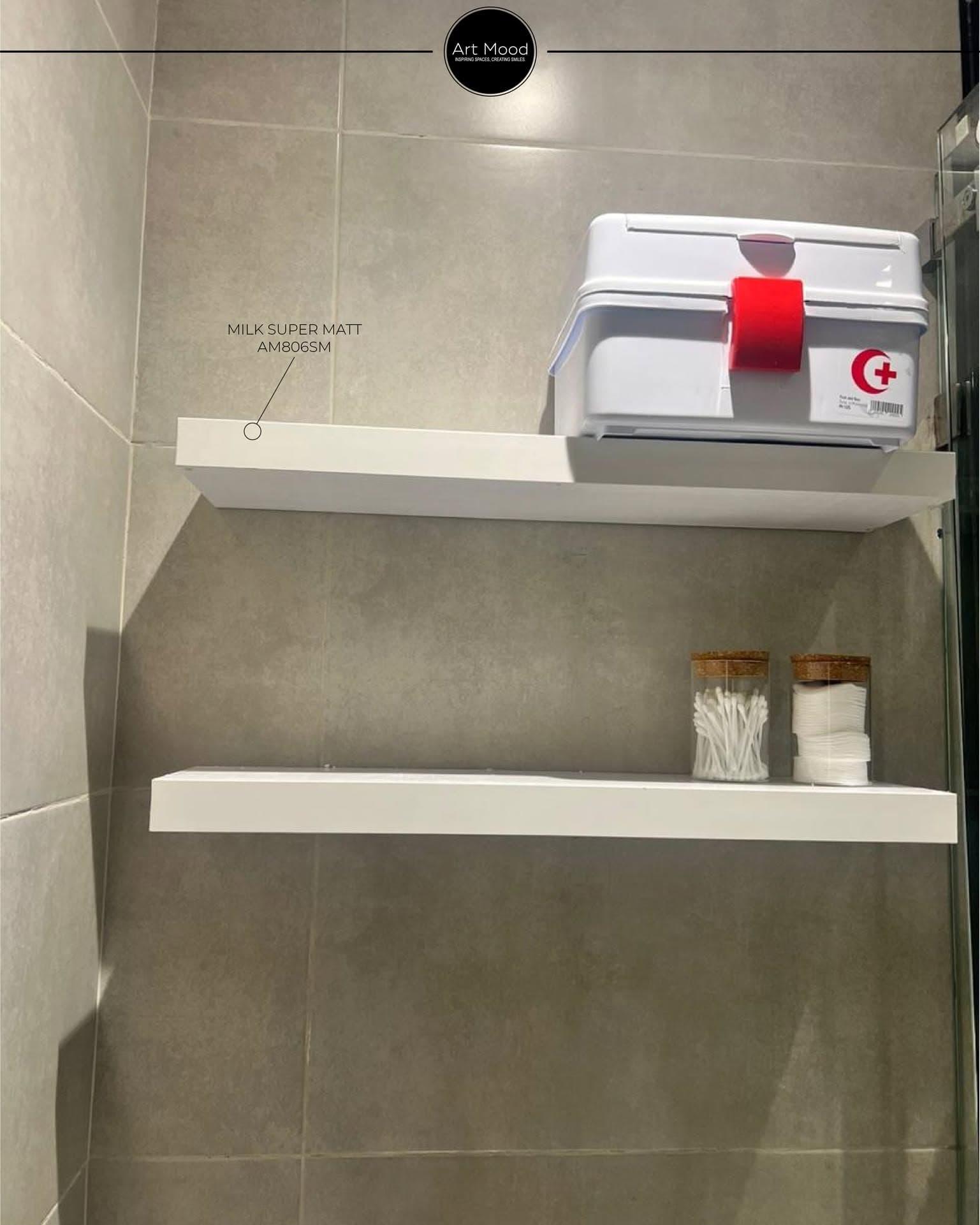 Étagère de salle de bain finition VORTEX milk — chantier ArtMood